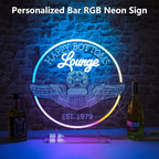 Custom Lounge Neon Sign for Home Bar Wall Decor, Personalized LED Neon Bar Name Signs for Men Dad Gifts, Dimmable Customizable Light Up Signs for Man Cave Lounge Basement Bar Tavern Bistro Business