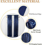 ShinyBeauty Navy Blue Backdrop 2FTx8FT Sequin Backdrops 8 Panels Photo Backgrounds Shimmer Background Sparkly Curtains 16FTx8FT for Baby Shower Party Studio Decor
