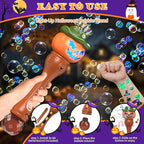 Halloween Bubble Machine Wand for Kids, Light up & Music Pumpkin Bubble Wand-2 Temporary Tattoos and 5 Bubble Solution, Halloween Boo Basket Stuffers for Toddlers Boys & Girls 3 4 5 6 7 8 + Years Old