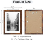 10x14 Picture Frame Set of 4 with Tempered Glass, Rustic Frame Display 8x12 Pictures with Mat or 10 x 14 Without Mat, Wooden Photo Frames for Wall Mounting