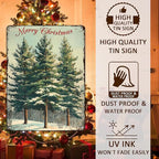 Vintage Christmas Decor Sign Christmas Tree Metal Tin Sign Merry Christmas Retro Tin Sign for Holiday Wall Decor Outdoor Cafe Living Room Bedroom 12x16Inch