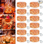 12 Pack Fairy Lights Battery Operated - 7ft 20 Led Twinkle Lights 3 Modes, Bulk Mini String Lights Waterproof for Mason Jars Vases DIY Party Wedding Decoration Christmas -Orange