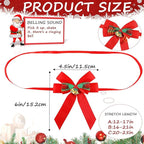 Christmas Bows for Gift Wrapping, 24 Elastic Red Stretch Loops with Bows,3 Sizes Red Bows Ribbon Crafts Perfect Boxes, Party Favors and Weddings