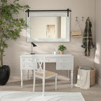 COGOOD Farmhouse Bathroom Mirror - 41" x 30" Rustic Barn Door Mirror for Living Room, Entryway, Bedroom, Vanity Wall Decor (White)