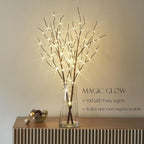 BAOLITVINE Lighted Willow Branches with Timer Battery Operated 100 LED Fairy Lights, Brown Twig Branches 32IN for Home Bedroom Fireplace Christmas Decoration Inside Outdoor