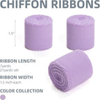 Purple Lavender Handmade Chiffon Ribbon,1.5" x 21Yd Frayed Silk Ribbons for Wreaths Bridal Flower Bouquet Christmas Gift Wrapping Wedding Decor Invitations Decorations (7Yards X 3 Rolls)