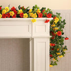 Floweroyal 6 Pack Artificial Flower Garlands 15.8FT Fake Rose Vines Silk Flowers Hanging Rose Ivy for Wedding Arch Party Home Garden Wall Decor (Orange Yellow)