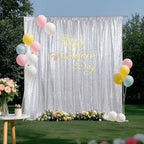SquarePie Sequin Backdrop Not See Through Thick Background Glitter Curtain Party 20FT x 10FT Silver