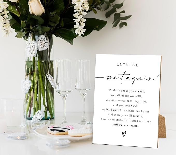 Until We Meet Again,Wedding Memorial Sign, 8x11 White Minimalist Style Memorial Table Sign for Wedding, Wedding Decorations, Wedding Table Decor, Memorial Gifts For Loss of Loved One -3