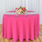 LinenTablecloth 108-Inch Round Polyester Tablecloth Fuchsia
