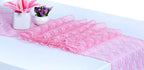 MDS Pack of 10 Wedding 12 x 108 inches Lace Table Runner for Wedding, Decorations for Birthday Parties, Banquets, Graduations, Engagements, and Runners fit Rectangle, Round Table- Pink