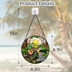 Stained Glass Window Hanging, Frog Playing Guitar Suncatcher Diamond Glass Panel Funny Sun Catchers Decor for Birthday for Women, Men, Wife, Aunt, and Mom 6.3 in