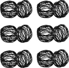 Handmade Round Mesh Black Napkin Rings Holder for Dinning Table Parties Everyday, Set of 12