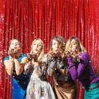 SquarePie Sequin Backdrop Curtain Less See Through Background for Wedding Christmas Party(8FT x 8FT, Red)