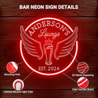 Custom Lounge Neon Sign for Home Bar Wall Decor, Personalized LED Neon Bar Name Signs for Men Dad Gifts, Dimmable Customizable Light Up Signs for Man Cave Lounge Basement Bar Tavern Bistro Business