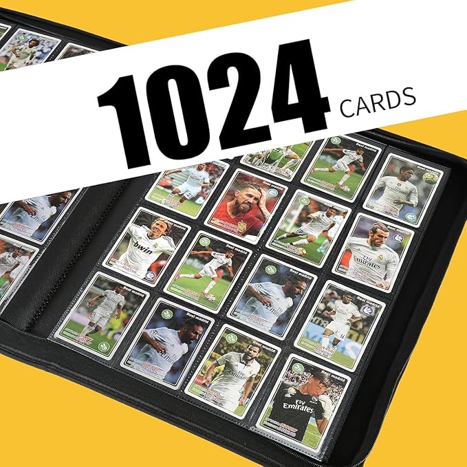 Premium Ringless Trading Card Binder - 1024 Capacity, 16 Side-Loading Pockets per Page, Archival Quality Protection & Anti-Slip Spine for TCG, MTG, Sports Cards (Gray)