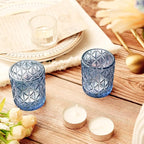 24pcs Blue Votive Candle Holders, Glass Votives Candle Holder in Bulk for Table Centerpieces, Tea Lights Candle Holder for Wedding Party Holiday Decor (Blue,24)