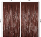 Coffee Brown Metallic Tinsel Backdrop Foil Fringe Curtains 2Packs Door Streamers Backdrop for Birthday Door Decorations, Party Supplies for Bachelorette, Graduation, Christmas Disco Groovy Decors