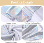 Silver and White Arch Backdrop Cover for Wedding, 7.2FT 6FT Set of 2 Stretchy Spandex Fitted Arch Stand Cover for Baby Shower, Birthday Party Decor, Chiara Backdrop Cover with Double-Sided Design