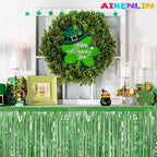 6 Pack 29x108 Inch Metallic Foil Fringe Tinsel Table Skirts Banner for Rectangle Tables Streamer Curtains Backdrop for Wedding, Birthday, Parade Floats, St Patrick Day Party Decoration(Light Green)
