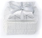 Aokbean 100 Pack Mini Pillow Candy Box Small Gift Boxes with 50 Yards Ribbon for Christmas Wedding Party Favor Gift, Jewelry or Soap Packaging (Silver Stripes)