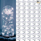 Aogist 50 Pack Fairy Lights 3 Modes 7ft 20 LED Waterproof,Battery Operated Silver Wire Firefly Starry Moon Mini String Lights for Mason Jars Christmas DIY Crafts Wedding Party Bedroom,White