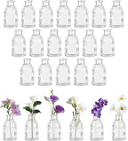 Glass Bud Vases Set of 24, Small Flower Vase in Bulk, Clear Mini Ribbed VaseS for Centerpieces, Modern Wedding Reception Table Decorations
