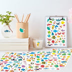 Cute Ocean Sea Animal Adhesive Stickers Tropical Fish Shark Stickers 890 Count for Boys Girls Birthday Invitations Envelopes Mermaid Under The sea Party Goodie Gifts Bags Decor Class Rewards