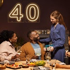 Number 4 LED Neon Sign Backdrop Birthday Party Decoration, 11.3" Height Warm White Marquee Numbers Four Light Up Sign for Wedding Anniversary Window Wall Table, Indoor Battery Operated or USB