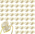 Hotop 400 Pcs Napkin Rings Gold Table Decorations, Elegant Bling Leaves Napkin Rings, Rhinestone Guest Towels Buckle for Wedding Gold Party, Thanksgiving Christmas Dinner Banquet Table Decoration