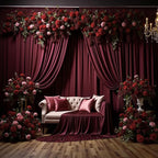30 ft x 10 ft Wrinkle Free Maroon Backdrop Curtain for Parties, Polyester Burgundy Photo Backdrop Drapes 6 Panels 5x10ft for Baby Shower Wedding Birthday Party Engagement Ceremony Decoration