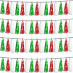 4P Red Green White Foil Fringe Metallic Tassel Streamers Banner Tassel Garland for Parade Floats, Graduation, Wedding, Birthday, Halloween, Christmas, Mexican Italian Birthday Party Decorations