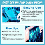 3 Pack 29 x108 Inch Lake Blue Foil Fringe Table Skirts Metallic Banner for Tinsel Streamer Garland Backdrop for Parade Floats Mother's Day, Graduate, Birthday, Wedding Party Decoration