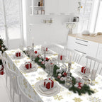 6Pcs Christmas Snowflake Party Tablecloths Decorations,Plastic White and Gold Table Cloth,Winter Rectangle Table Cover for Christmas New Year Birthday Baby Shower Holiday Party Decorations,54x108 inch