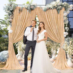 10 x 7 Feet Champagne Backdrop Curtain for Partie, Background Curtains for Photoshoot, Birthday, Wedding, Halloween, Thanksgiving, Christmas Day, New Year Party Decorations 5Ft x 7Ft, 2 Panels