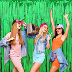 6 Pack Green Foil Fringe Curtains Backdrop, 3.28 x 8.2 Ft Metallic Streamers Tinsel Curtains Background for Photo Booth, Birthday, Weddings, Carnivals, Graduation, Themed Party Decorations