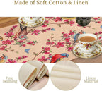 Floral Butterfly Table Runner Seasonal Spring Flower Bird Table Decoration Table Runner for Home Party Decoration 13x36 Inch