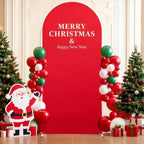 7.2FT Red Arch Cover - Polyester Fitted Wedding Arch Stand Covers Round Top Chiara Arch Backdrop Cover for Birthday Party Banquet Photo Background Decoration