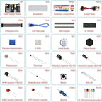 REXQualis Electronics Component Fun Kit w/Power Supply Module, Jumper Wire, 830 tie-Points Breadboard, Precision Potentiometer,Resistor Compatible with Arduino, Raspberry Pi, STM32