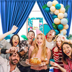10 x 7 Feet Blue Backdrop Curtain for Partie, Background Curtains for Photoshoot, Birthday, Wedding, Halloween, Thanksgiving, Christmas, New Year Party Decorations 5Ft x 7Ft, 2 Panels
