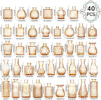 Bud Vases Set of 40 Pcs,Small Flower Vases for Centerpieces,Glass Bud Vase in Bulk,Vintage Bud Vase for Wedding Table Centerpieces Decoration, Home Table Party Decor, Christmas,Anniversary,Gold Amber