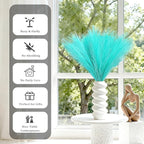 50pcs Faux Pampas Grass, 21.6" Short Artificial Pompous Grass Branches for Vase Filler Home Table Centerpieces Wedding Decor (Sky Blue)