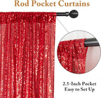 ShinyBeauty Sequin Backdrops 4 Pieces Red Sequin Curtains for Backdrop Panels Photograph Background Shimmer Christmas Backgrounds Birthday Party Decor (2Ftx8Ft)