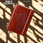 SETTINI® Lined Journal - Celtic Cross Journal for Writing Gift Set - Hardcover Vegan Leather, Includes Luxury Pen in a Unique Pen Holder, 192 Pages, 6 x 8.5 inches, Bible Journal, Birthday Gift