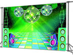 Dance Party Backdrop Retro 80s 90s Theme Stage Dance Ball Music Birthday Party Decoration DJ Photography Background 5 x 3 ft for Baby Shower Picture Photo Shoot Polyester Fabric,Purple