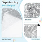 SquarePie Sequin Backdrop Not See Through Thick Background Glitter Curtain Party 6FT x 6FT Silver