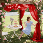 Wedding Arch Draping Fabric 29" x 18 FT Red Sheer Chiffon Outdoor Curtain Drapes for Wedding Birthday Party Ceremony Decor(2 Panels, Red)