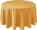 Biscaynebay Fall Tablecloth Textured Fabric Round Tablecloths 70", Fall Gold Thanksgiving Autumn Harvest Water Resistant Fabric Tablecloths for Kitchen, Dining, Wedding, Parties Machine Washable