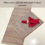 Chardin home Natural Jute Table Runner 13x36 Inch – Vintage Boho Rustic Table Decor – Handwoven Table Runner in Natural Jute and Red – Farmhouse Dining or Console Table Accent