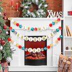 Giant Friendship Bracelet Garland Kit, DIY Birthday Banner with Letters Ball Jumbo Customizable Friendship Bracelet Decor for Halloween Christmas Wedding Party(Red, Green, White)